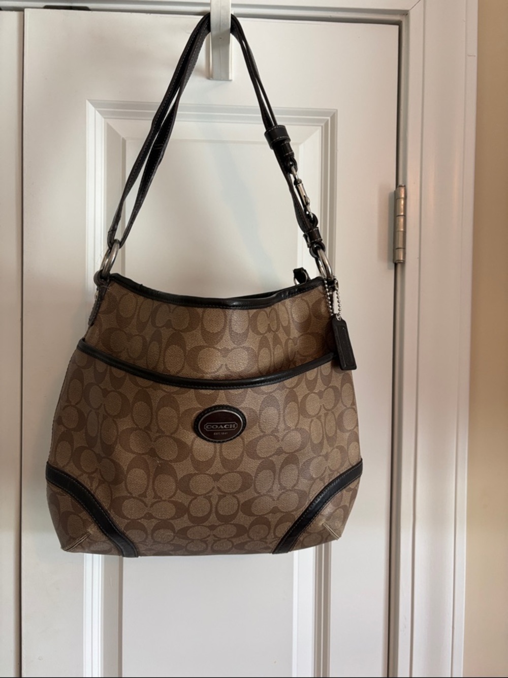 Coach Tan/Brown Signature Canvas Shoulder Bag